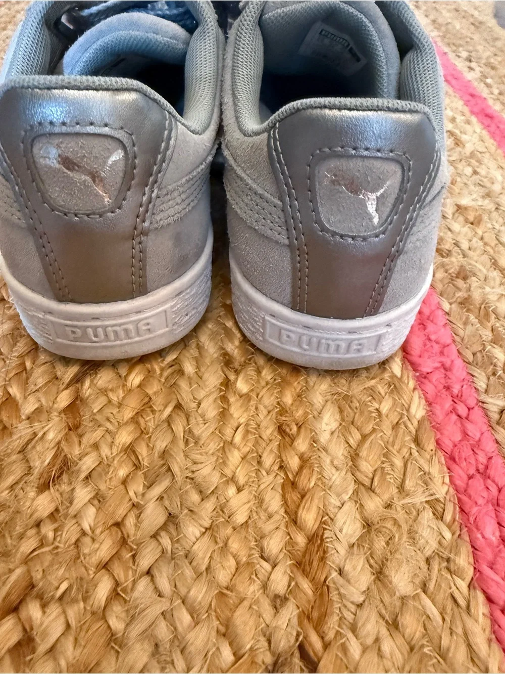 Puma Gray Suede Basket Heart Sneakers